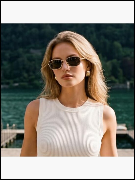 Metal Frame Polarized Sunglasses Retro Rectangle Small Frame UV400